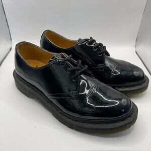 Dr Martens Air Wair Patent Leather Lace Up Oxford Womens 7 Black Chunky 10084